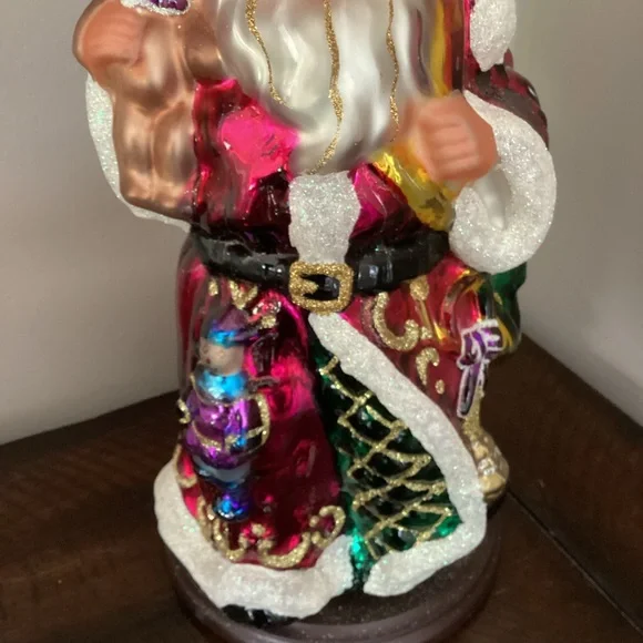 Thomas Pacconi Classics Santa Claus Hand Blown figurine wooden base vintage 14”
